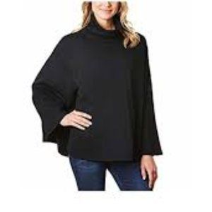 32 DEGREES Cozy Fleece Turtleneck Poncho Black New
